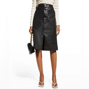 NWOT Frame Split-Hem Coated Denim Midi Skirt